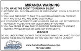 Miranda Warning Card