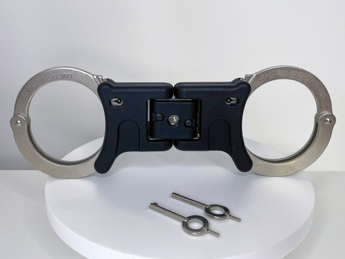 TCH Model 852 Dual Key Hole Premier Folding Rigid Nickel Handcuffs
