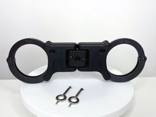 TCH Model 852B Dual Key Hole Premier Folding Rigid Black Handcuffs